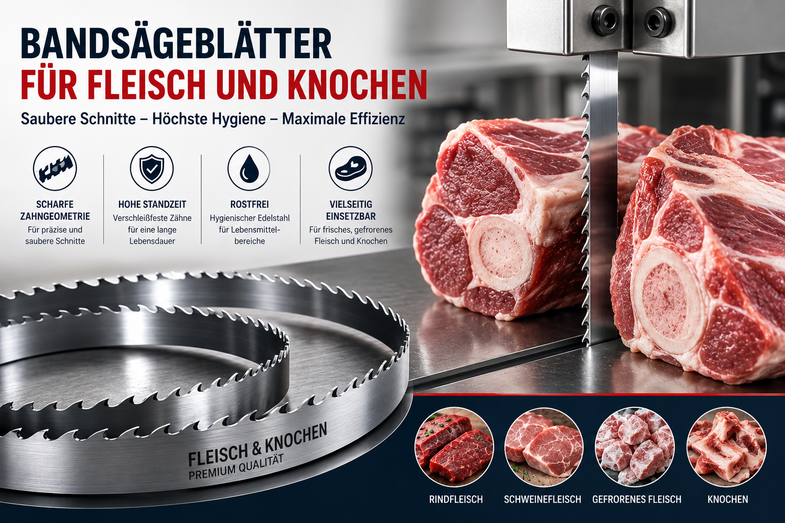 Fleischerei Bandsägeblätter online kaufen: Spezialisierte Blätter für die Fleischerei